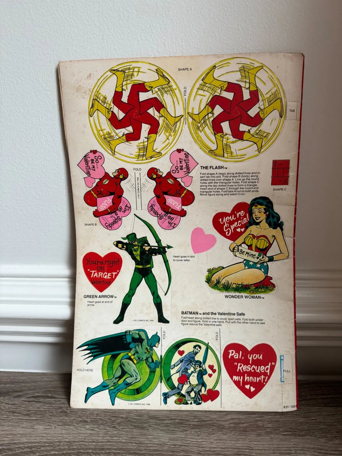 1980 Super Friends Action Valentine Playbook - Batman + Superman + More - UNUSED